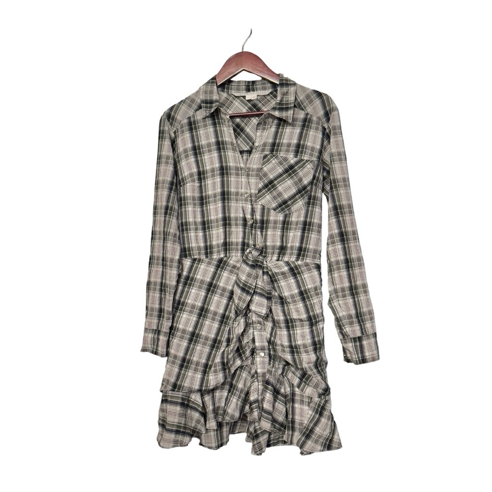 Veronica Beard Plaid Mini Dress Button Down Women’s Tunic Sz 4 Small Snaps Shirt